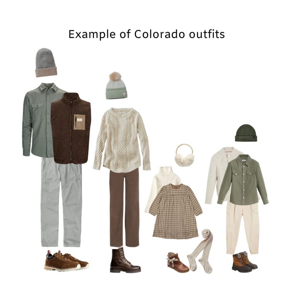 What to wear for a family photo with a Colorado style outfit example.