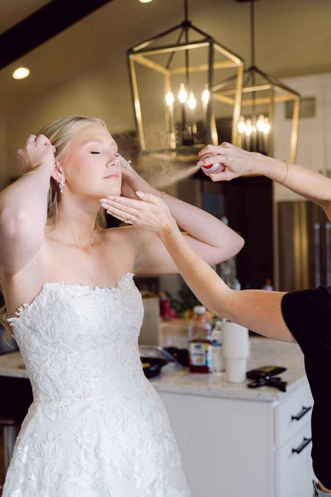Final Make-up touch up of the bride