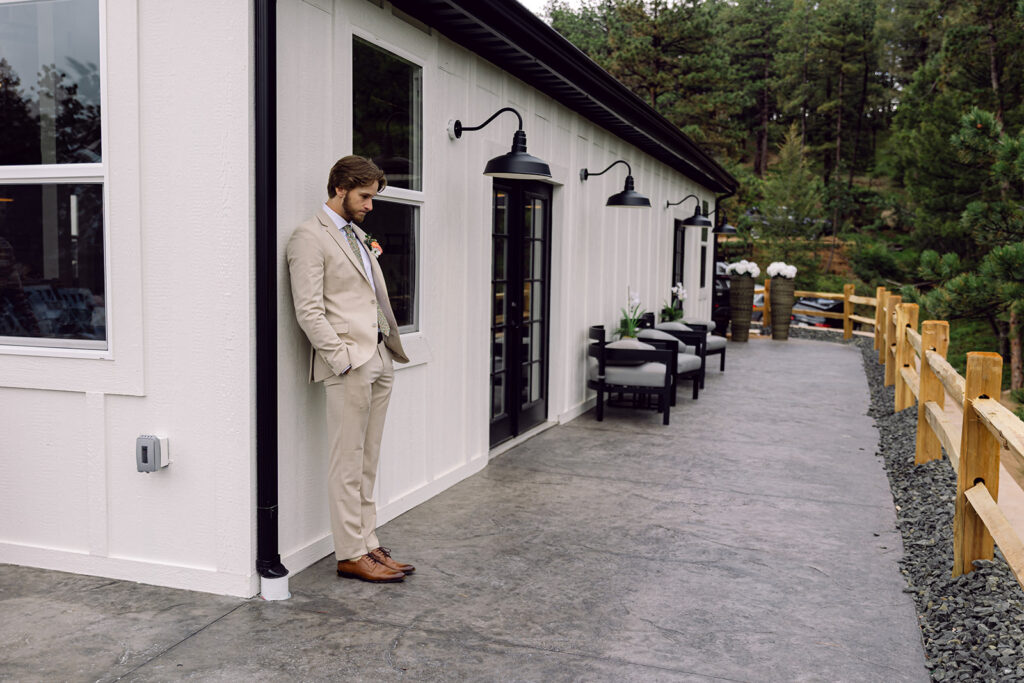 Groom waiting the bride for their first touch