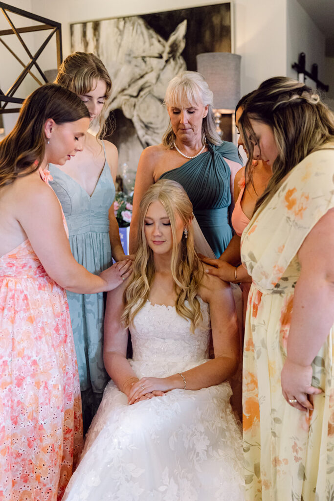 Bride and Bridesmaids praying God