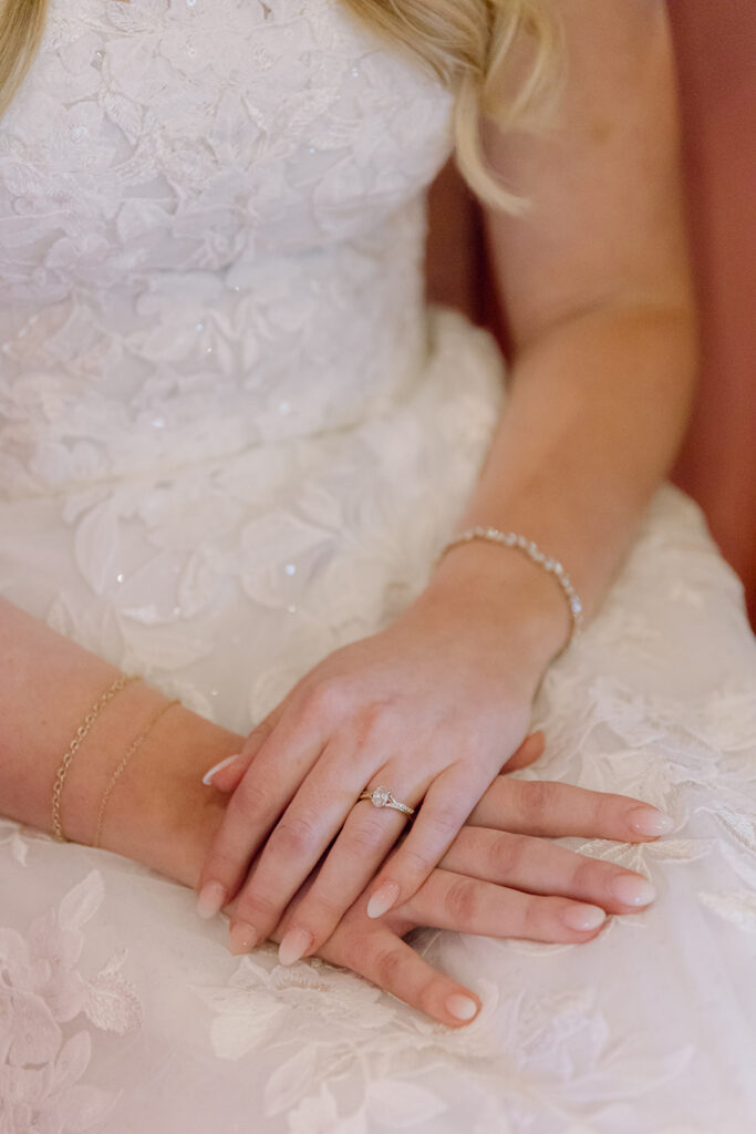 bride's hands close up