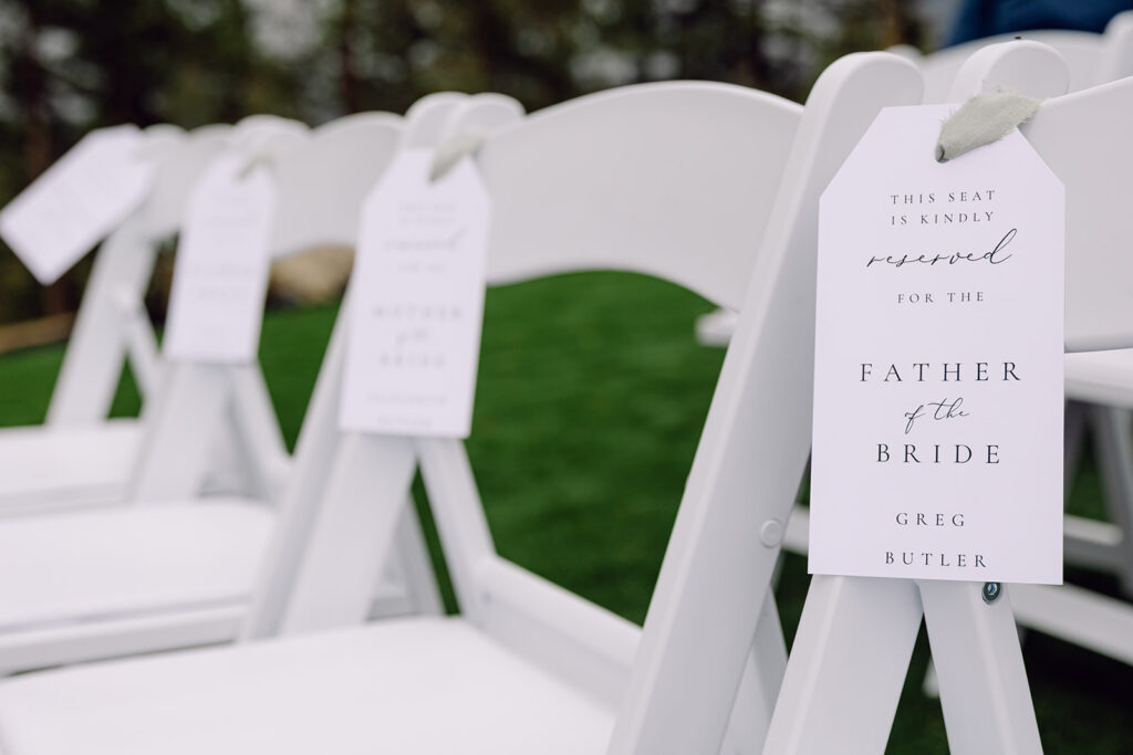 Wedding details - chair's tag