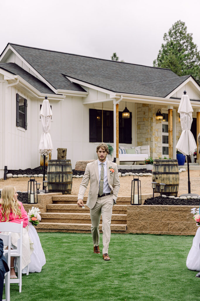 Groom entrance at the aisle