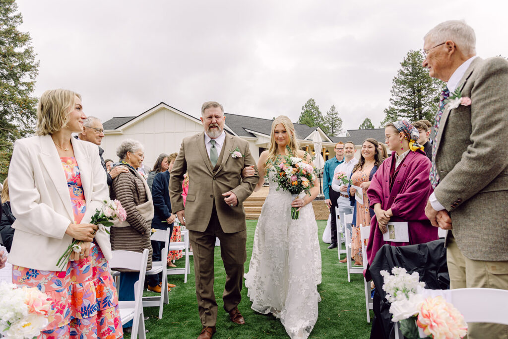 Emotional walk down the aisle of the bride and her father