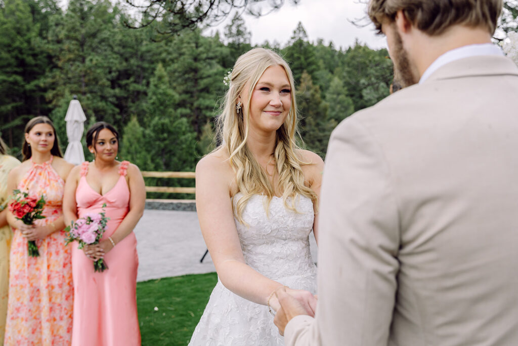 bride smiling during the ceremony