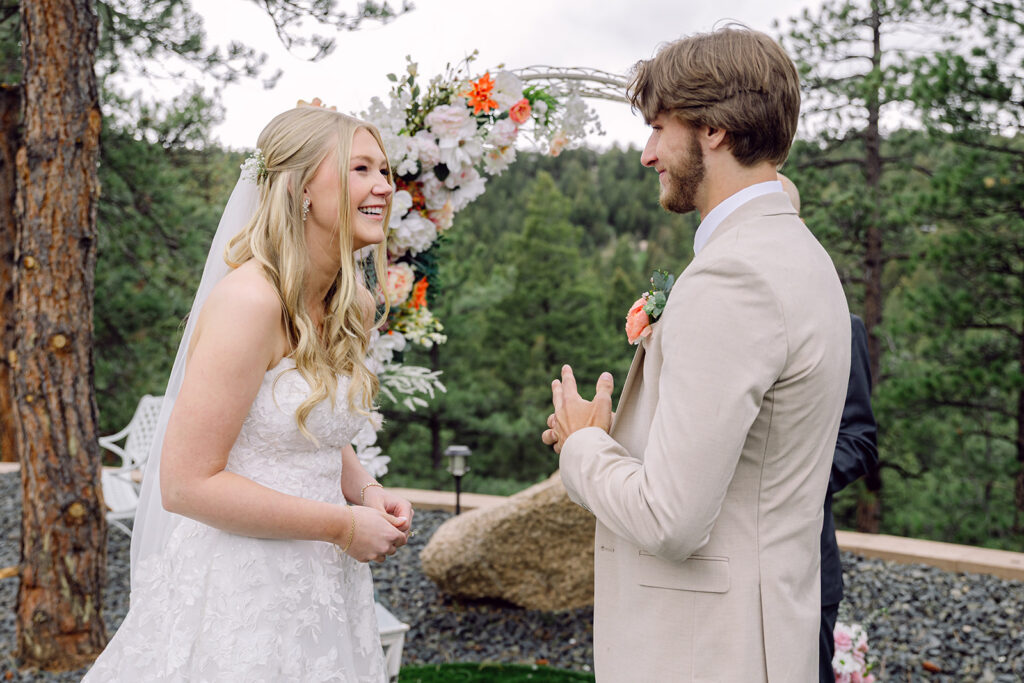 Bride and groom after exchanging the rings at The View at Madge Gulch