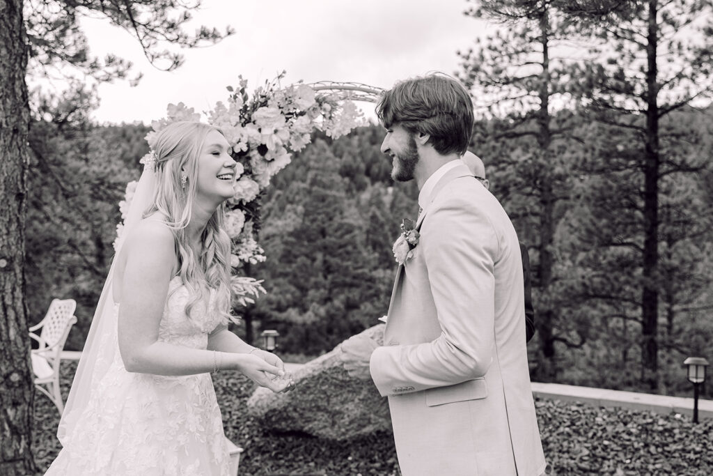 Bride and groom after exchanging the rings at The View at Madge Gulch