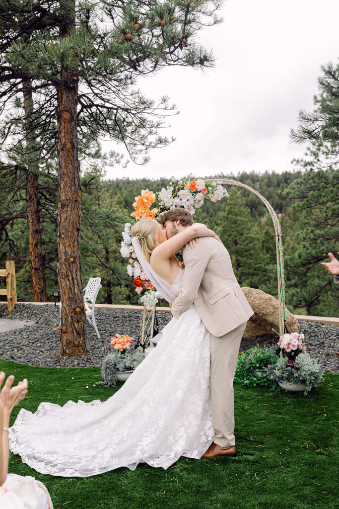 Bride and Groom Kiss at the end of the ceremony