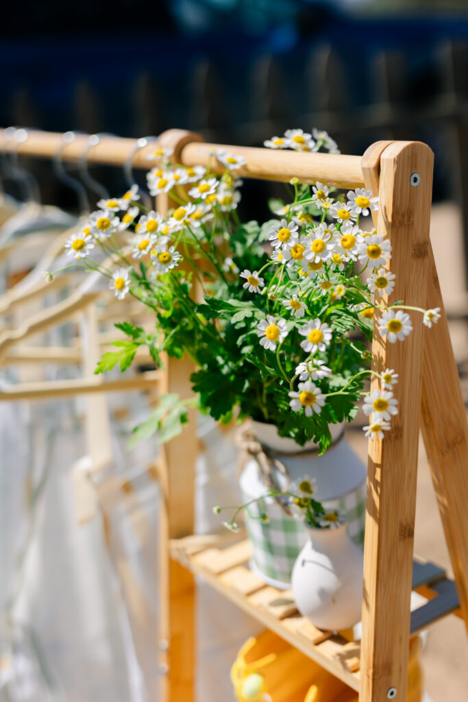 Farm birthday party table decorated with flowers and colorful details in San Diego