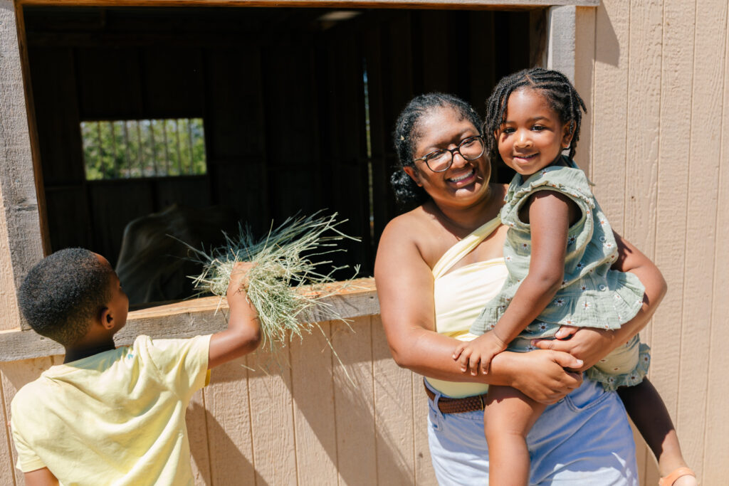 Mom and daughter portrait at the farm