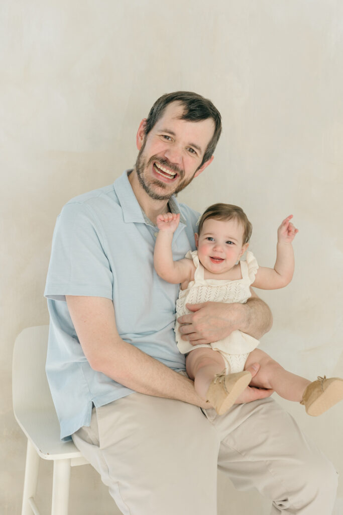 Dad and daughter portrait in a studio in La Jolla CA
