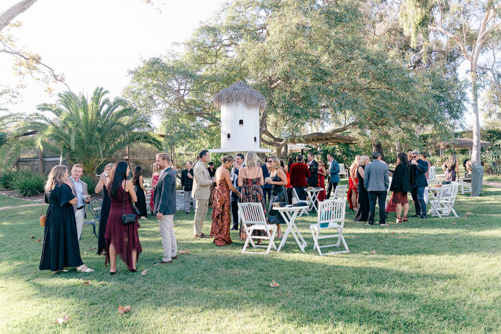 View of the cocktail hour during 40th birthday party in Rancho Santa Fe