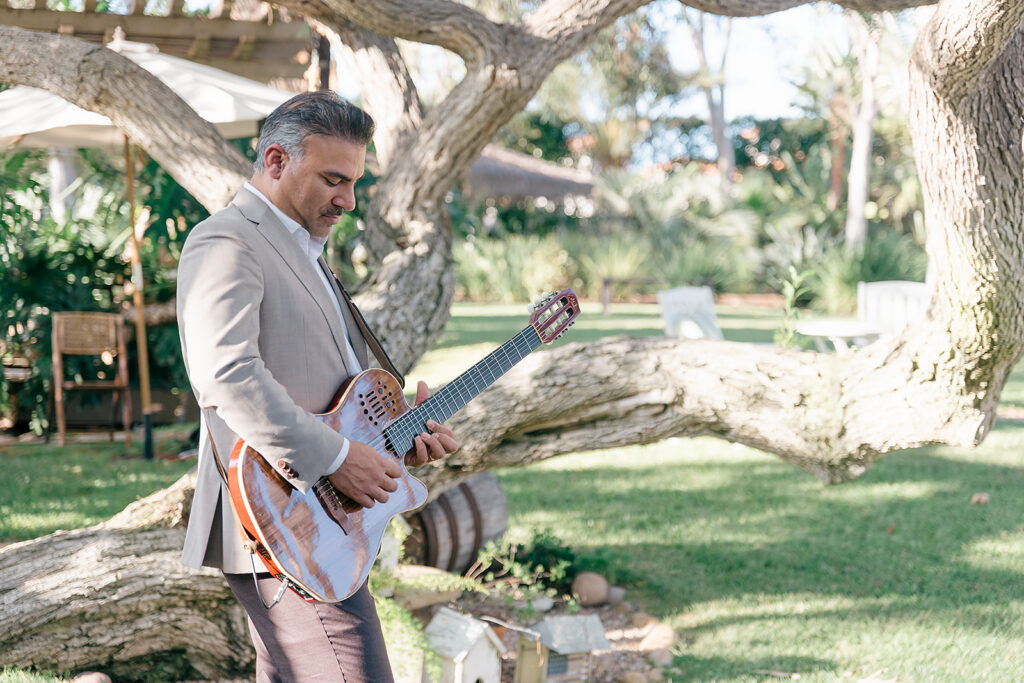 Guitarist performing at the private party in Rancho Santa Fe