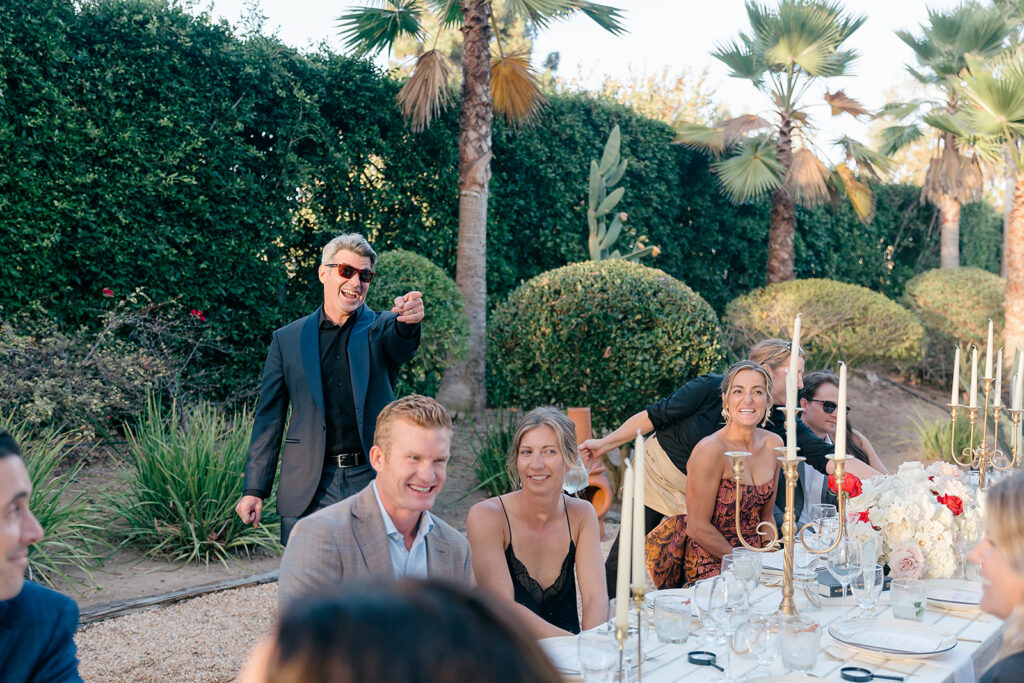 
Bir5thday party dinner candid moment in Rancho Santa Fe private estate