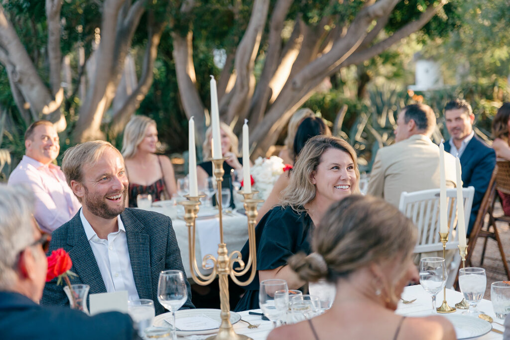 candid moment during dinner at birthday party